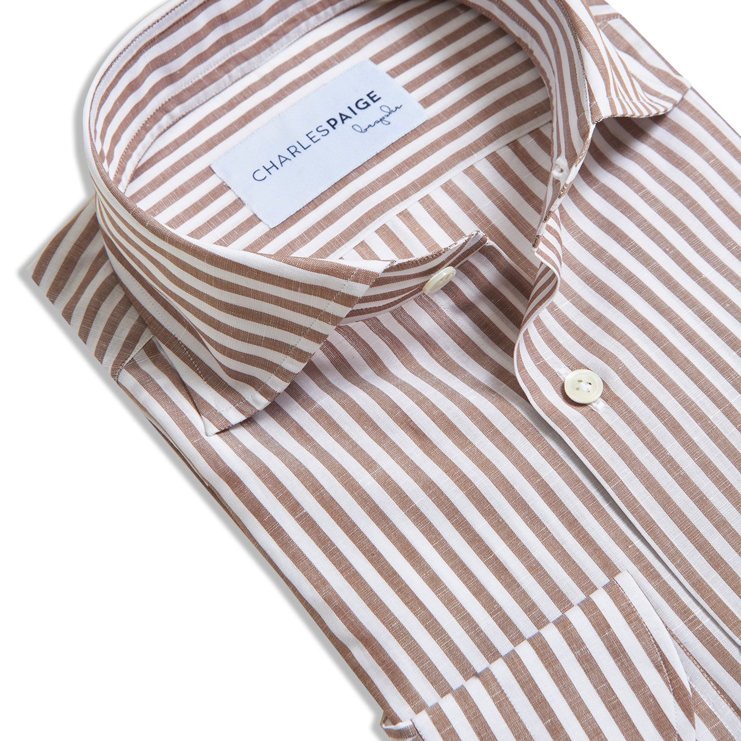 BROWN STRIPE COTTON & LINEN SHIRT