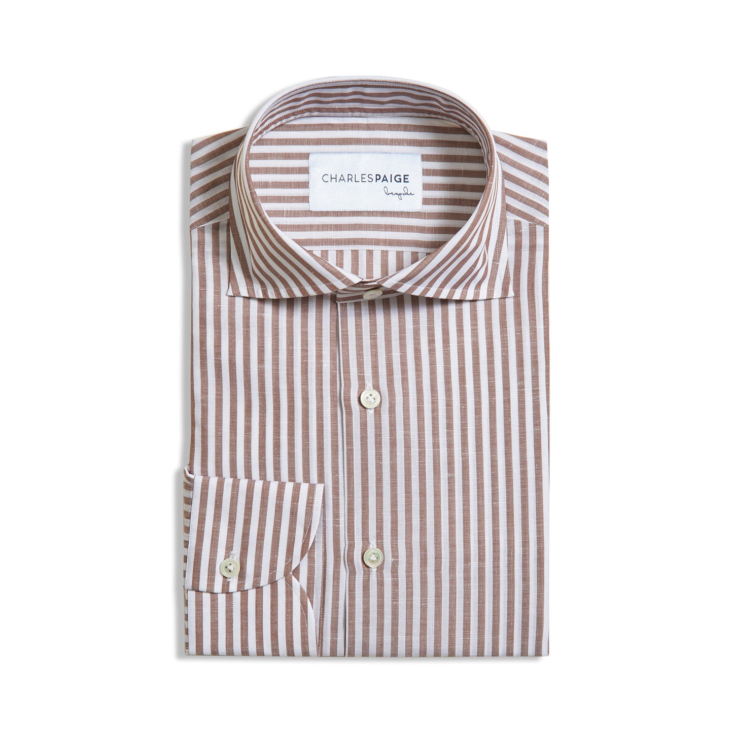 BROWN STRIPE COTTON & LINEN SHIRT