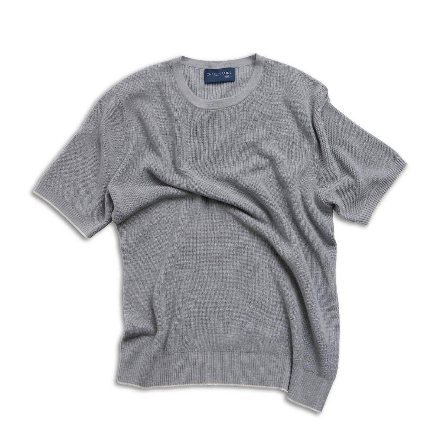 GREY FISHERMANS RIB CREWNECK