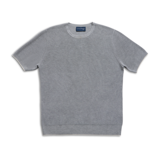 GREY FISHERMANS RIB CREWNECK